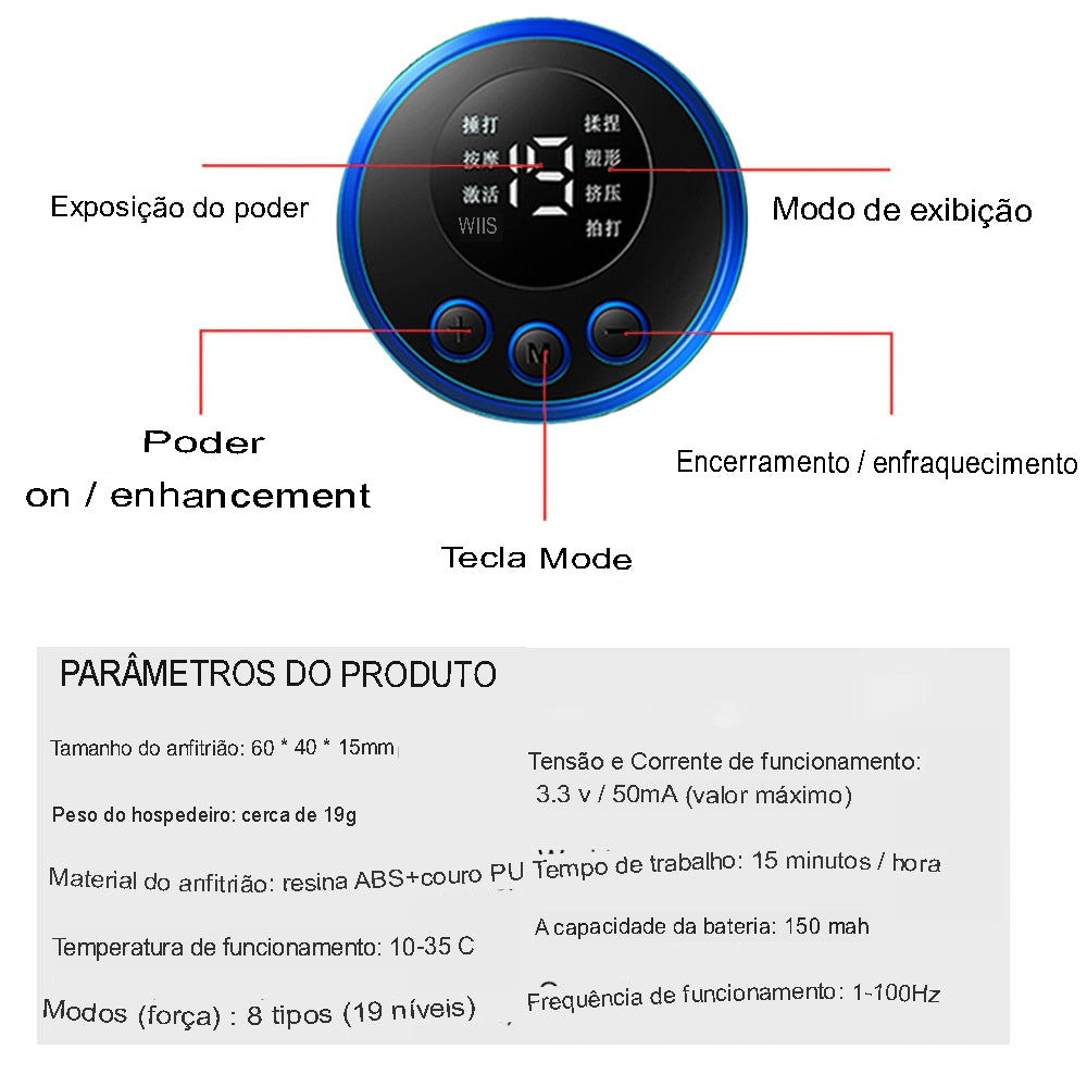 Massageador Elétrico Profissional - 19 Níveis de Intensidade - HealthSt™