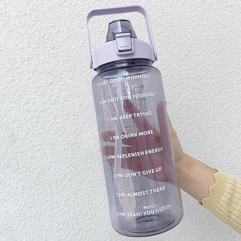 Garrafa de Água de 2 Litros Motivacional Com Marcadores de Tempo
