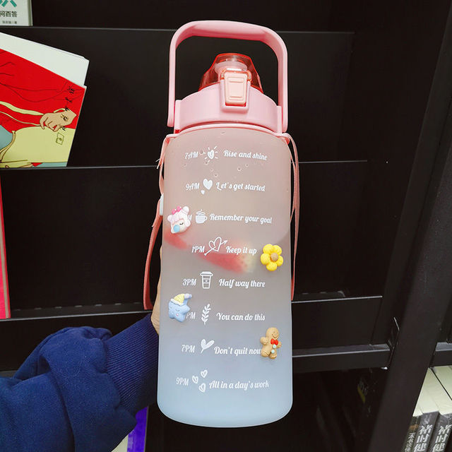 Garrafa de Água de 2 Litros Motivacional Com Marcadores de Tempo